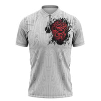 New Zealand Maori Heart Tribal Personalised Zipper Polo Shirt Polynesian Patterns