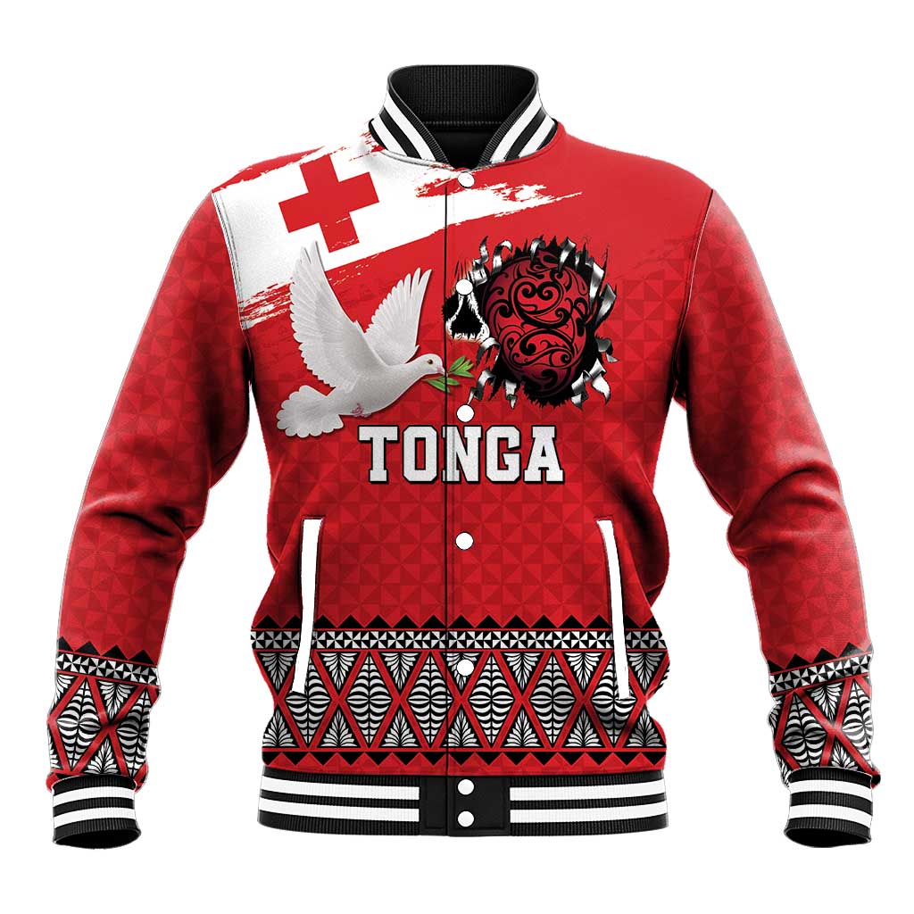 Tonga Heart Tribal Personalised Baseball Jacket Polynesian Patterns LT9 Unisex Red - Polynesian Pride