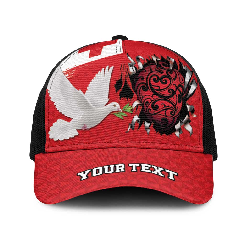 Tonga Heart Tribal Personalised Baseball Net Cap Polynesian Patterns LT9 One Size Black Red - Polynesian Pride
