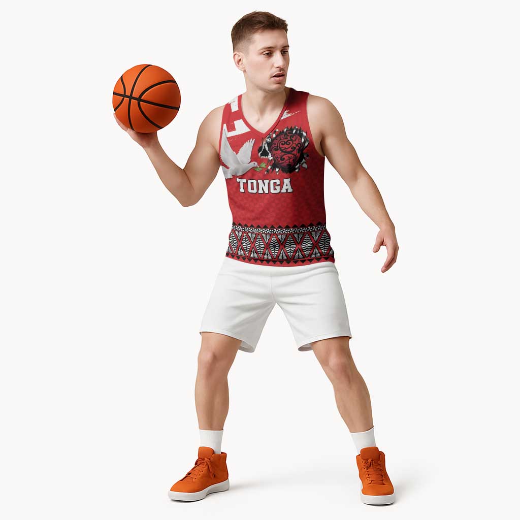 Tonga Heart Tribal Personalised Basketball Jersey Polynesian Patterns LT9 - Polynesian Pride
