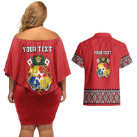 Tonga Heart Tribal Personalised Couples Matching Off Shoulder Short Dress and Hawaiian Shirt Polynesian Patterns
