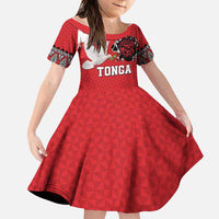 Tonga Heart Tribal Personalised Family Matching Summer Maxi Dress and Hawaiian Shirt Polynesian Patterns LT9 Daughter's Dress Red - Polynesian Pride