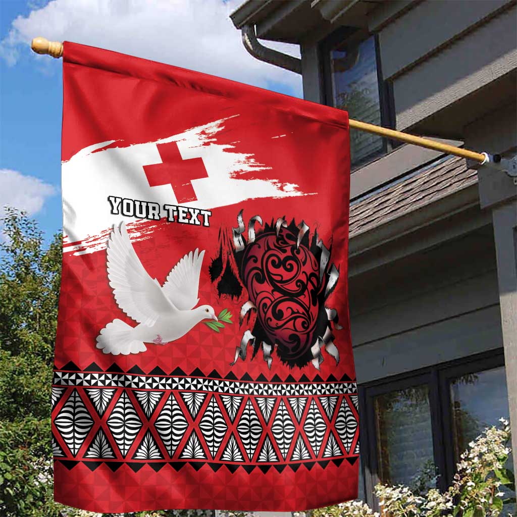 Tonga Heart Tribal Personalised Garden Flag Polynesian Patterns