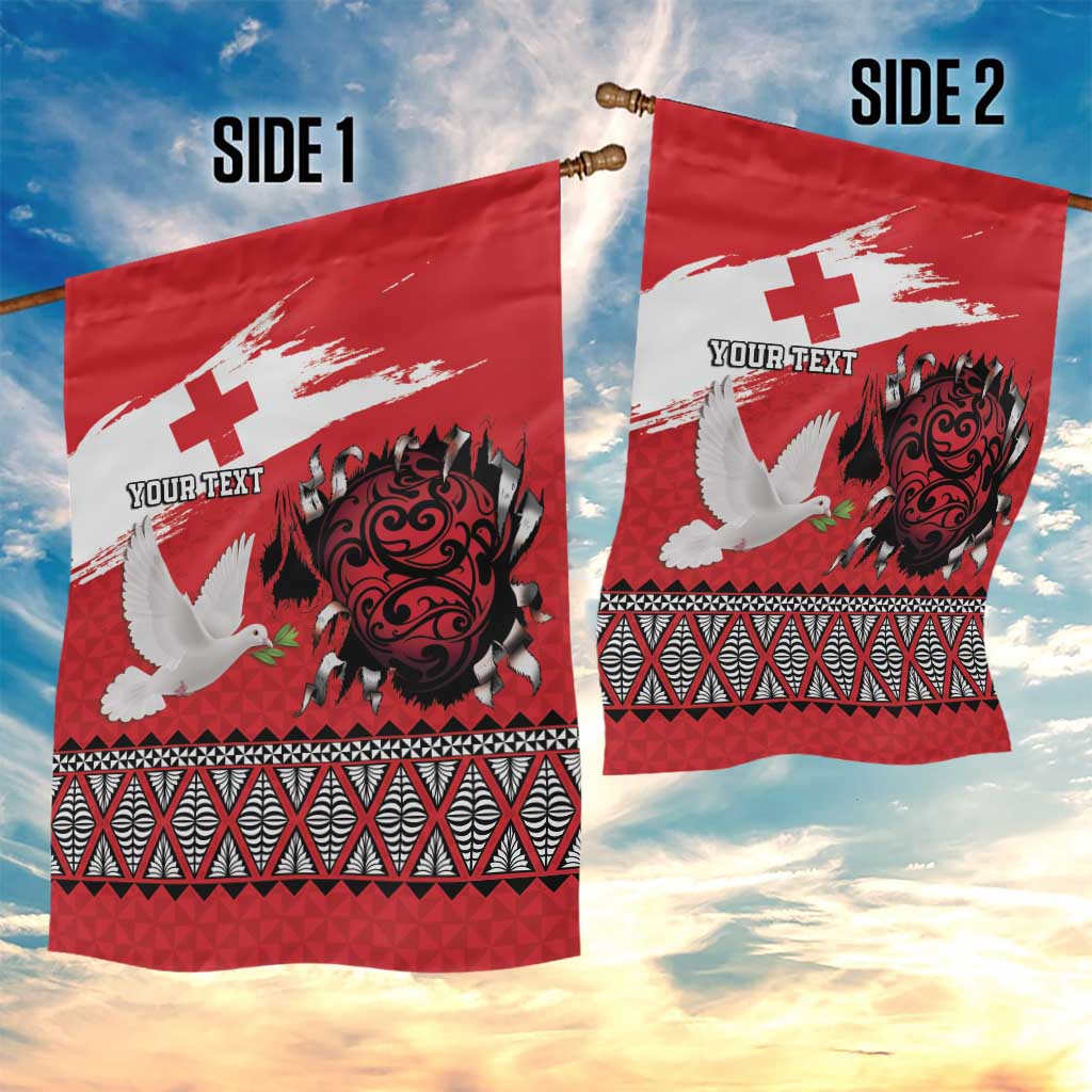 Tonga Heart Tribal Personalised Garden Flag Polynesian Patterns