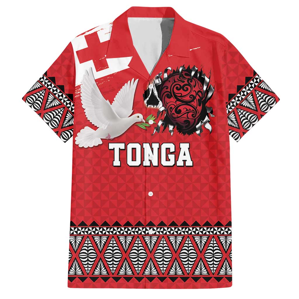 Tonga Heart Tribal Personalised Hawaiian Shirt Polynesian Patterns LT9 Red - Polynesian Pride