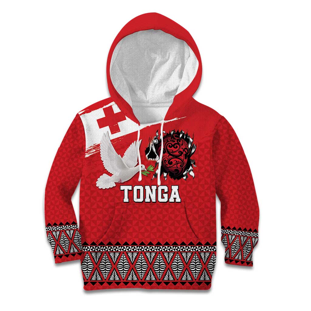 Tonga Heart Tribal Personalised Kid Hoodie Polynesian Patterns