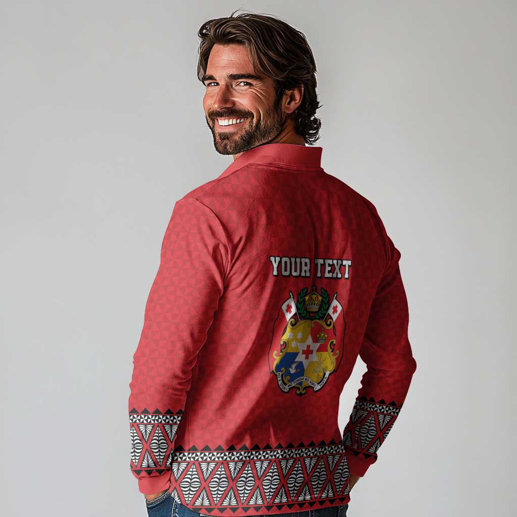 Tonga Heart Tribal Personalised Long Sleeve Polo Shirt Polynesian Patterns LT9 - Polynesian Pride