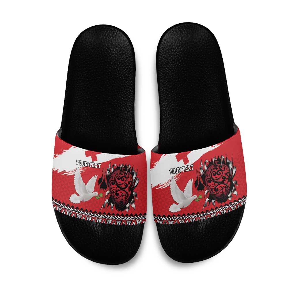 Tonga Heart Tribal Personalised Slide Sandals Polynesian Patterns