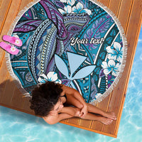 Personalised Hawaii Tribal Humpback Whale Beach Blanket Polu Hibiscus Seamless Pattern