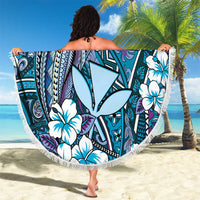Personalised Hawaii Tribal Humpback Whale Beach Blanket Polu Hibiscus Seamless Pattern