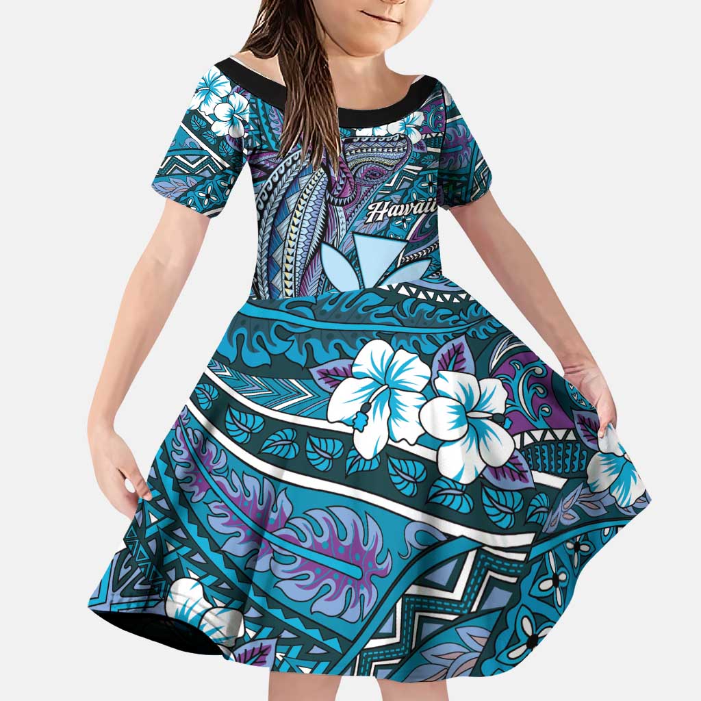 Personalised Hawaii Tribal Humpback Whale Family Matching Puletasi and Hawaiian Shirt Polu Hibiscus Seamless Pattern