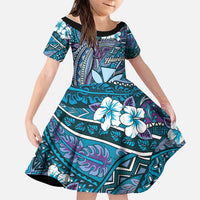 Personalised Hawaii Tribal Humpback Whale Family Matching Puletasi and Hawaiian Shirt Polu Hibiscus Seamless Pattern