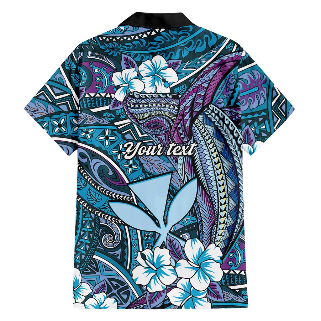 Personalised Hawaii Tribal Humpback Whale Family Matching Puletasi and Hawaiian Shirt Polu Hibiscus Seamless Pattern