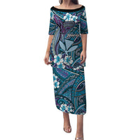 Personalised Hawaii Tribal Humpback Whale Family Matching Puletasi and Hawaiian Shirt Polu Hibiscus Seamless Pattern