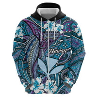 Personalised Hawaii Tribal Humpback Whale Hoodie Polu Hibiscus Seamless Pattern LT9 - Polynesian Pride