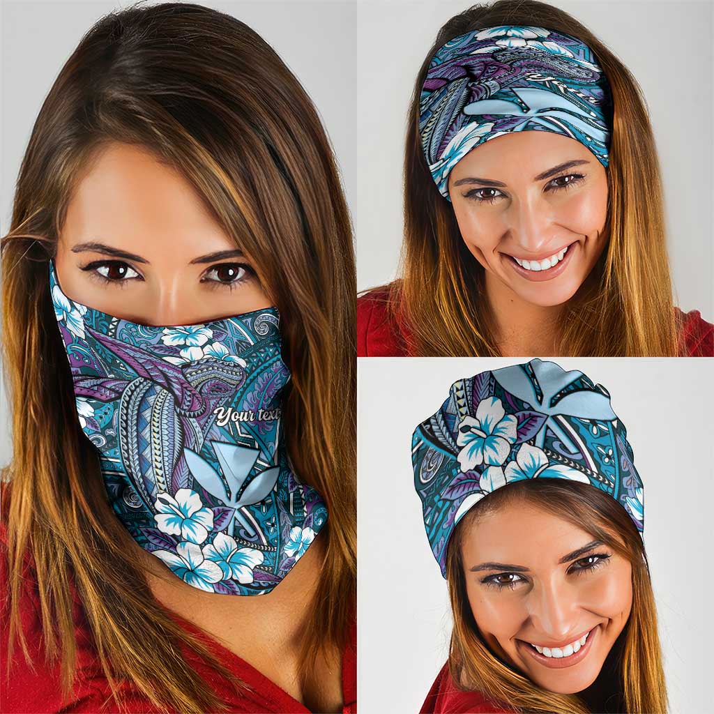 Personalised Hawaii Tribal Humpback Whale Neck Gaiter Polu Hibiscus Seamless Pattern LT9 - Polynesian Pride