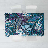 Personalised Hawaii Tribal Humpback Whale Tablecloth Polu Hibiscus Seamless Pattern