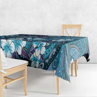 Personalised Hawaii Tribal Humpback Whale Tablecloth Polu Hibiscus Seamless Pattern