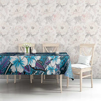 Personalised Hawaii Tribal Humpback Whale Tablecloth Polu Hibiscus Seamless Pattern