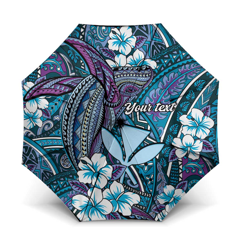 Personalised Hawaii Tribal Humpback Whale Umbrella Polu Hibiscus Seamless Pattern