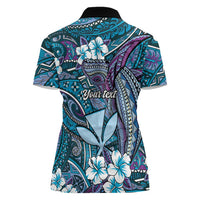 Personalised Hawaii Tribal Humpback Whale Women Polo Shirt Polu Hibiscus Seamless Pattern LT9 - Polynesian Pride