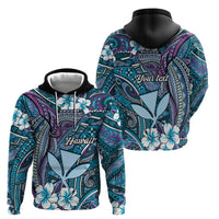 Personalised Hawaii Tribal Humpback Whale Zip Hoodie Polu Hibiscus Seamless Pattern LT9 - Polynesian Pride