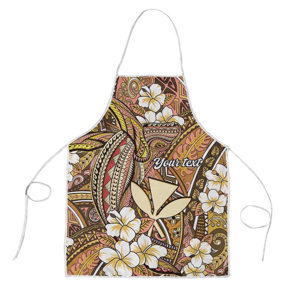 Personalised Hawaii Tribal Humpback Whale Apron Melemele Hibiscus Seamless Pattern
