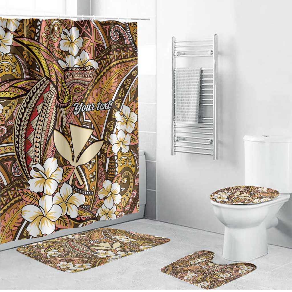 Personalised Hawaii Tribal Humpback Whale Bathroom Set Melemele Hibiscus Seamless Pattern