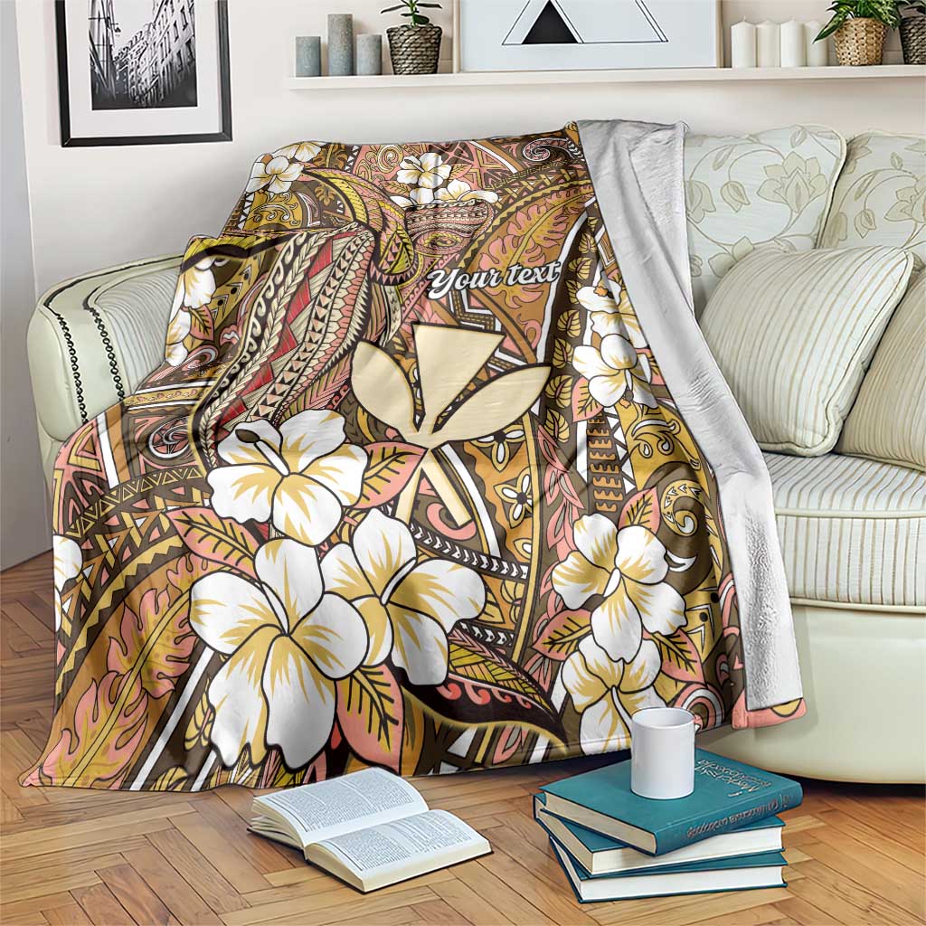 Personalised Hawaii Tribal Humpback Whale Blanket Melemele Hibiscus Seamless Pattern