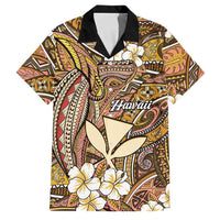 Personalised Hawaii Tribal Humpback Whale Family Matching Off The Shoulder Long Sleeve Dress and Hawaiian Shirt Melemele Hibiscus Seamless Pattern LT9 Dad's Shirt - Short Sleeve Gold - Polynesian Pride