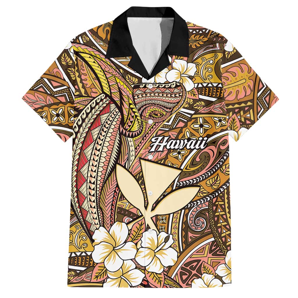 Personalised Hawaii Tribal Humpback Whale Hawaiian Shirt Melemele Hibiscus Seamless Pattern