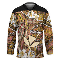 Personalised Hawaii Tribal Humpback Whale Hockey Jersey Melemele Hibiscus Seamless Pattern