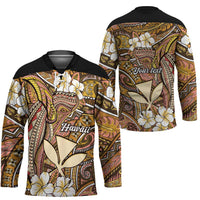 Personalised Hawaii Tribal Humpback Whale Hockey Jersey Melemele Hibiscus Seamless Pattern