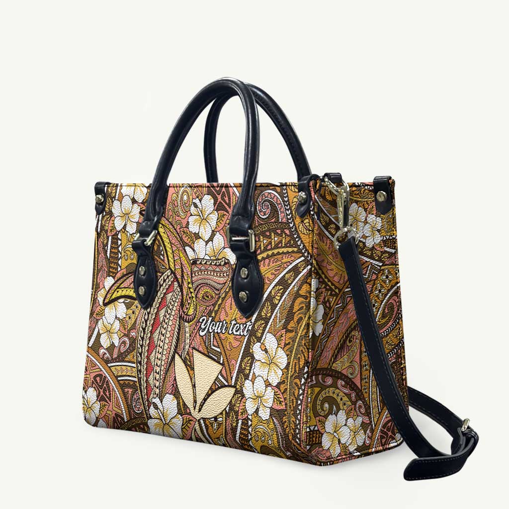 Personalised Hawaii Tribal Humpback Whale Leather Bag Melemele Hibiscus Seamless Pattern