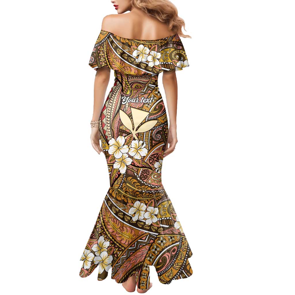 Personalised Hawaii Tribal Humpback Whale Mermaid Dress Melemele Hibiscus Seamless Pattern LT9 - Polynesian Pride