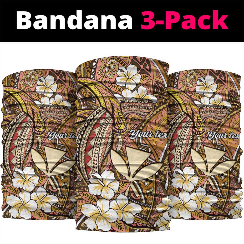 Personalised Hawaii Tribal Humpback Whale Neck Gaiter Melemele Hibiscus Seamless Pattern LT9 package One Size: 25*50cm Gold - Polynesian Pride