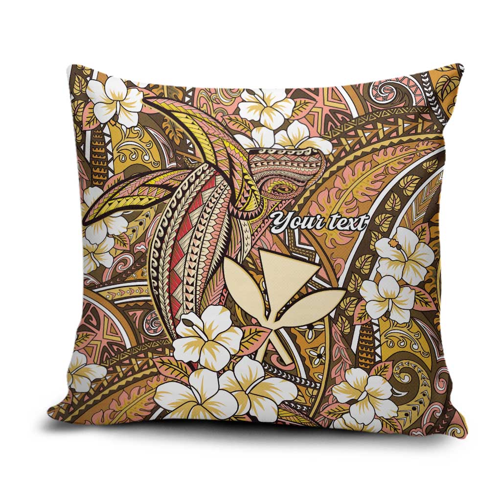 Personalised Hawaii Tribal Humpback Whale Pillow Cover Melemele Hibiscus Seamless Pattern