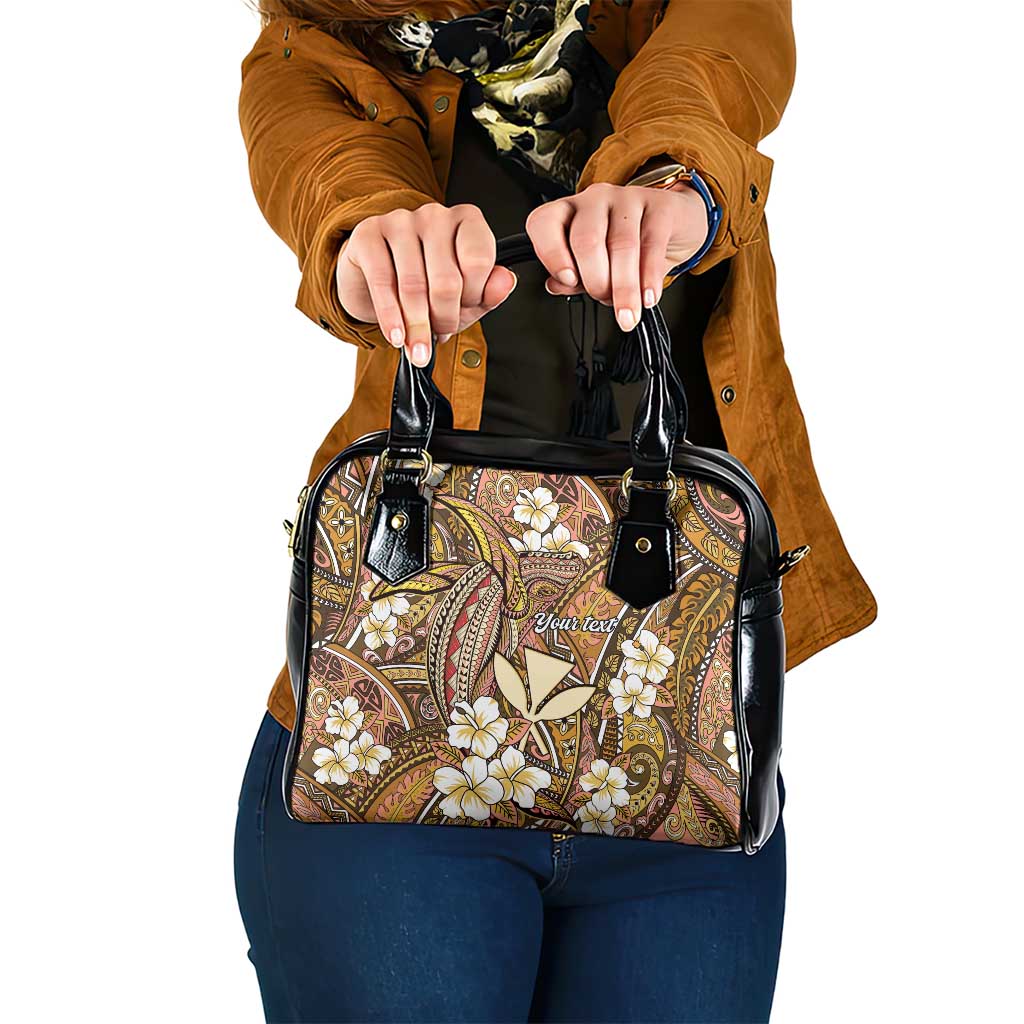 Personalised Hawaii Tribal Humpback Whale Shoulder Handbag Melemele Hibiscus Seamless Pattern LT9 One Size Gold - Polynesian Pride