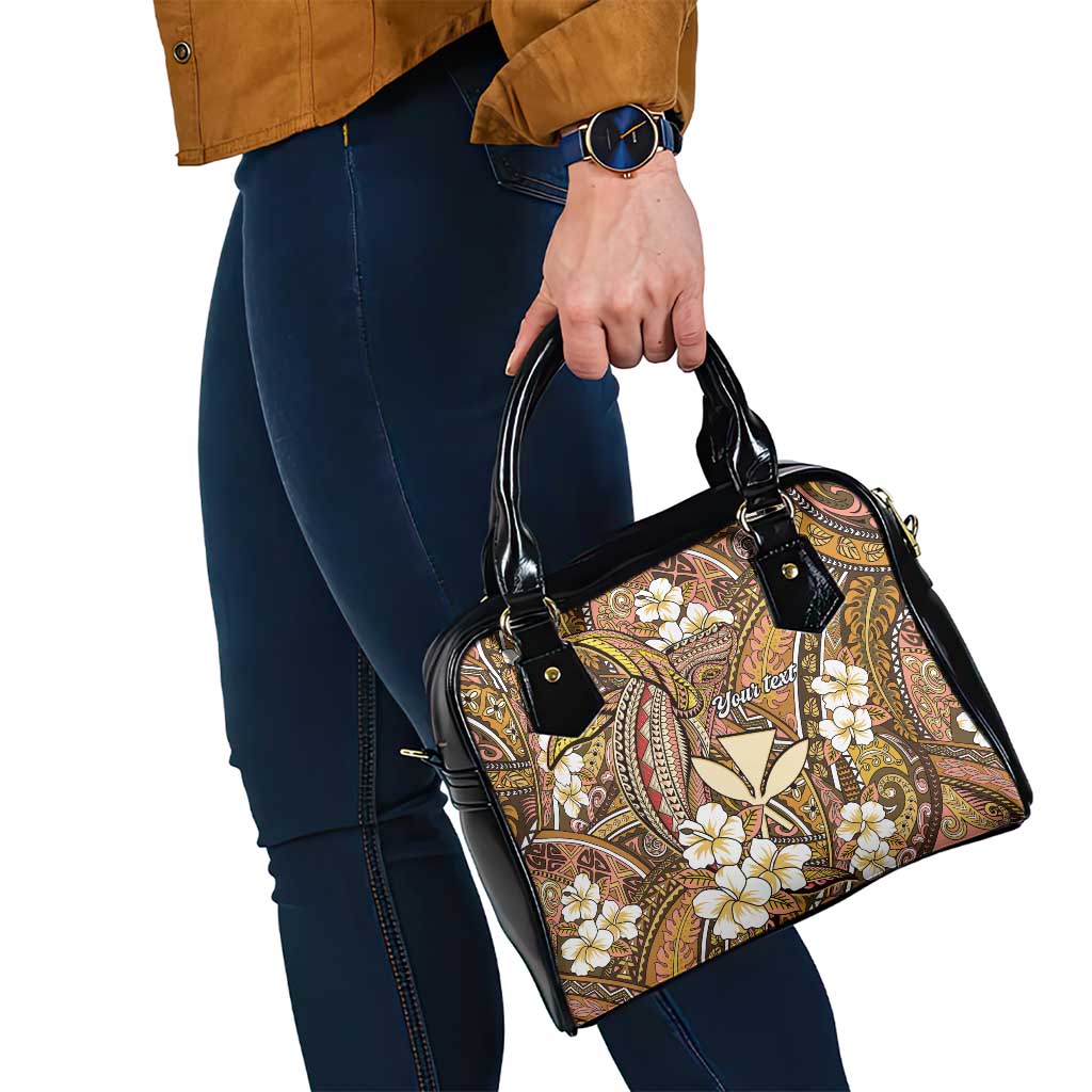 Personalised Hawaii Tribal Humpback Whale Shoulder Handbag Melemele Hibiscus Seamless Pattern LT9 - Polynesian Pride