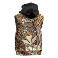 Personalised Hawaii Tribal Humpback Whale Sleeveless Hoodie Melemele Hibiscus Seamless Pattern LT9 - Polynesian Pride