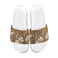 Personalised Hawaii Tribal Humpback Whale Slide Sandals Melemele Hibiscus Seamless Pattern