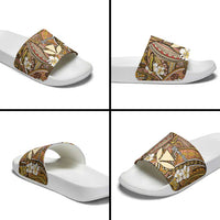 Personalised Hawaii Tribal Humpback Whale Slide Sandals Melemele Hibiscus Seamless Pattern