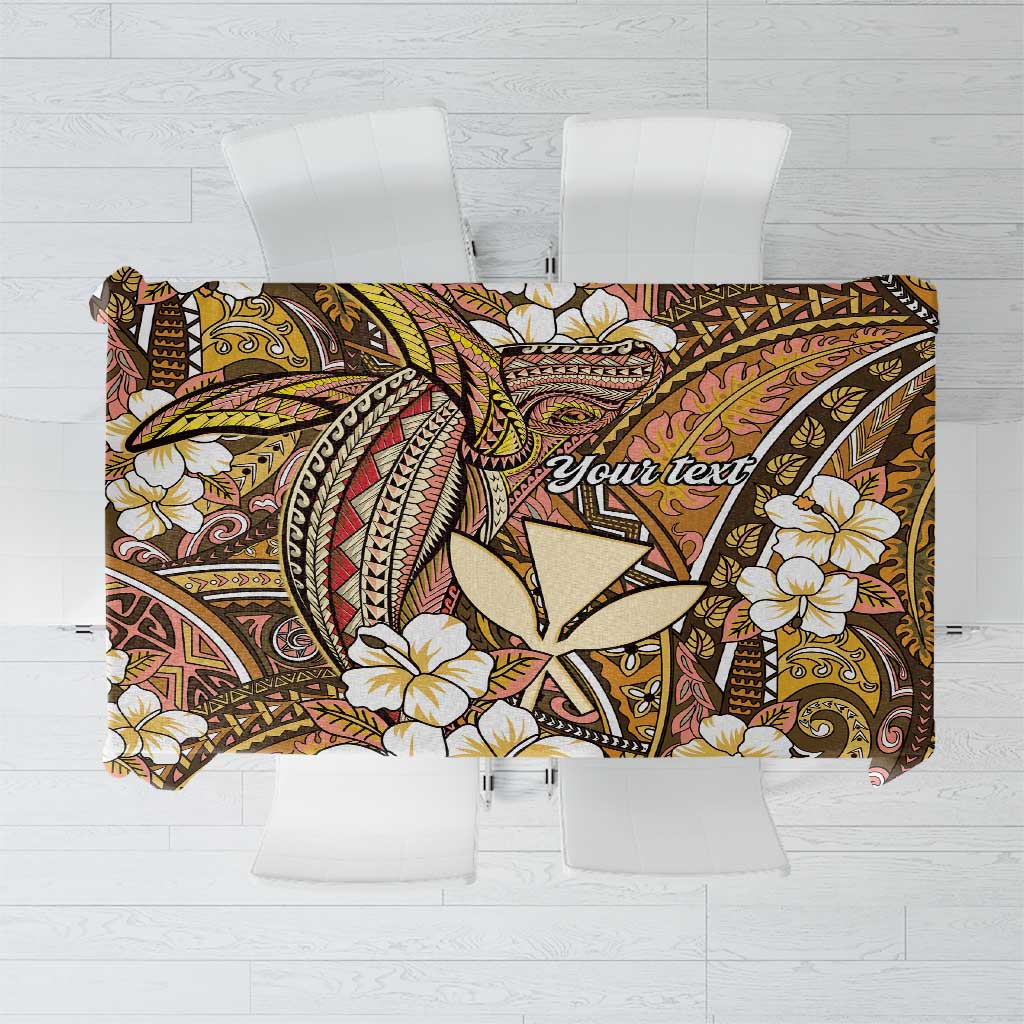 Personalised Hawaii Tribal Humpback Whale Tablecloth Melemele Hibiscus Seamless Pattern