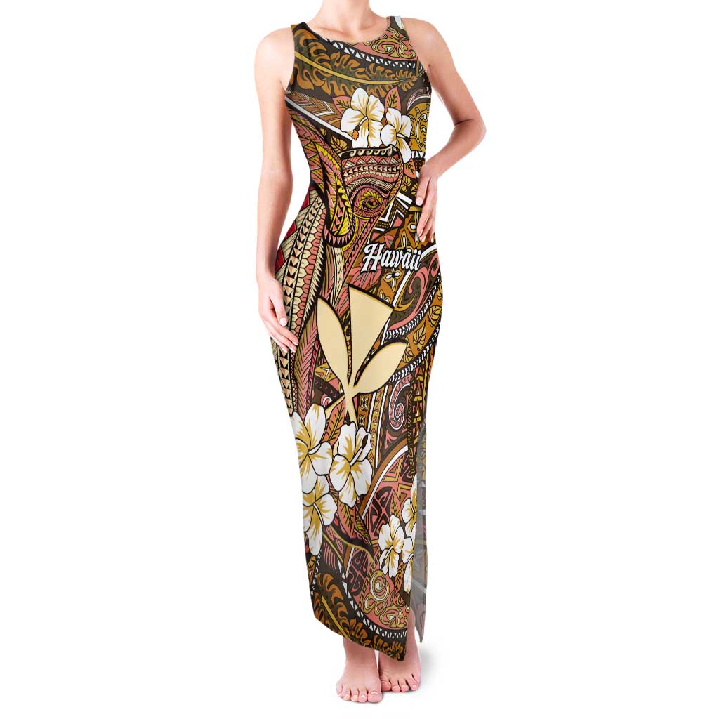 Personalised Hawaii Tribal Humpback Whale Tank Maxi Dress Melemele Hibiscus Seamless Pattern