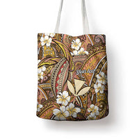 Personalised Hawaii Tribal Humpback Whale Tote Bag Melemele Hibiscus Seamless Pattern