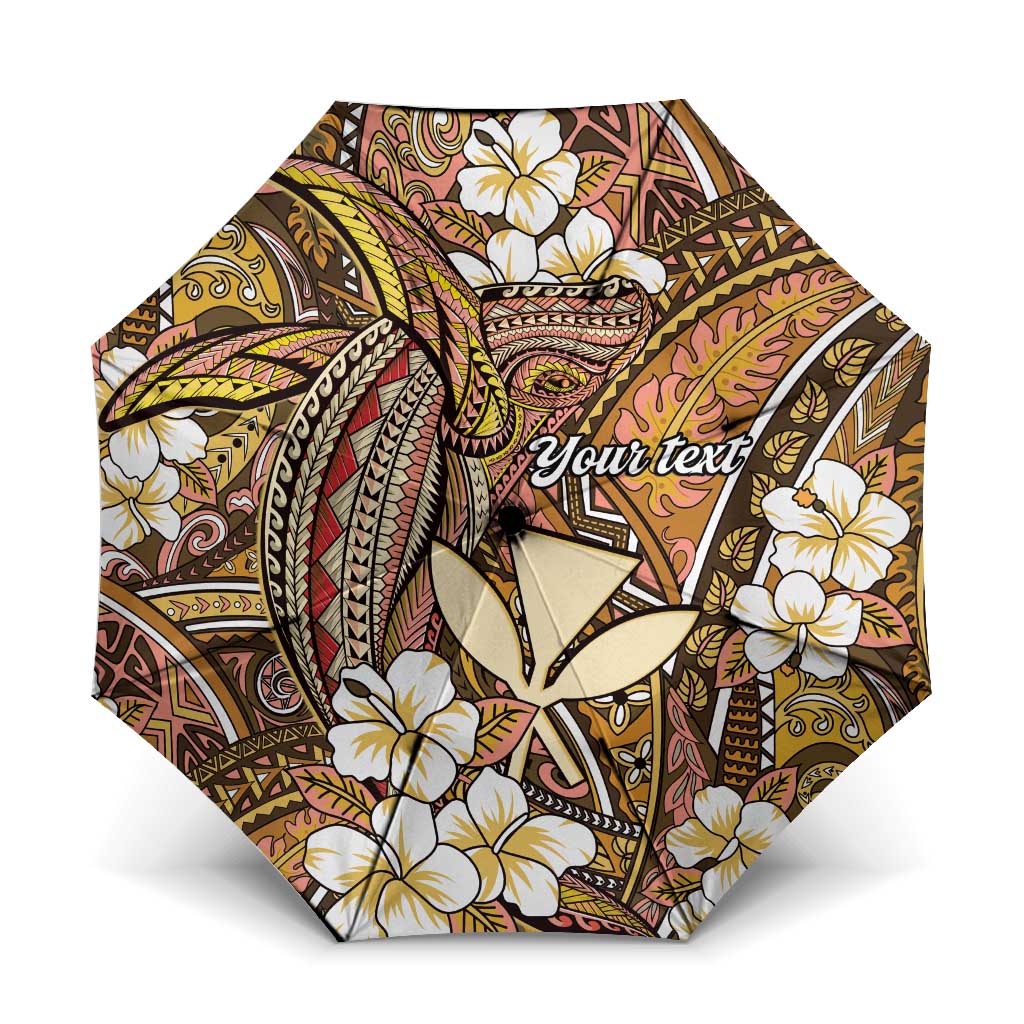 Personalised Hawaii Tribal Humpback Whale Umbrella Melemele Hibiscus Seamless Pattern