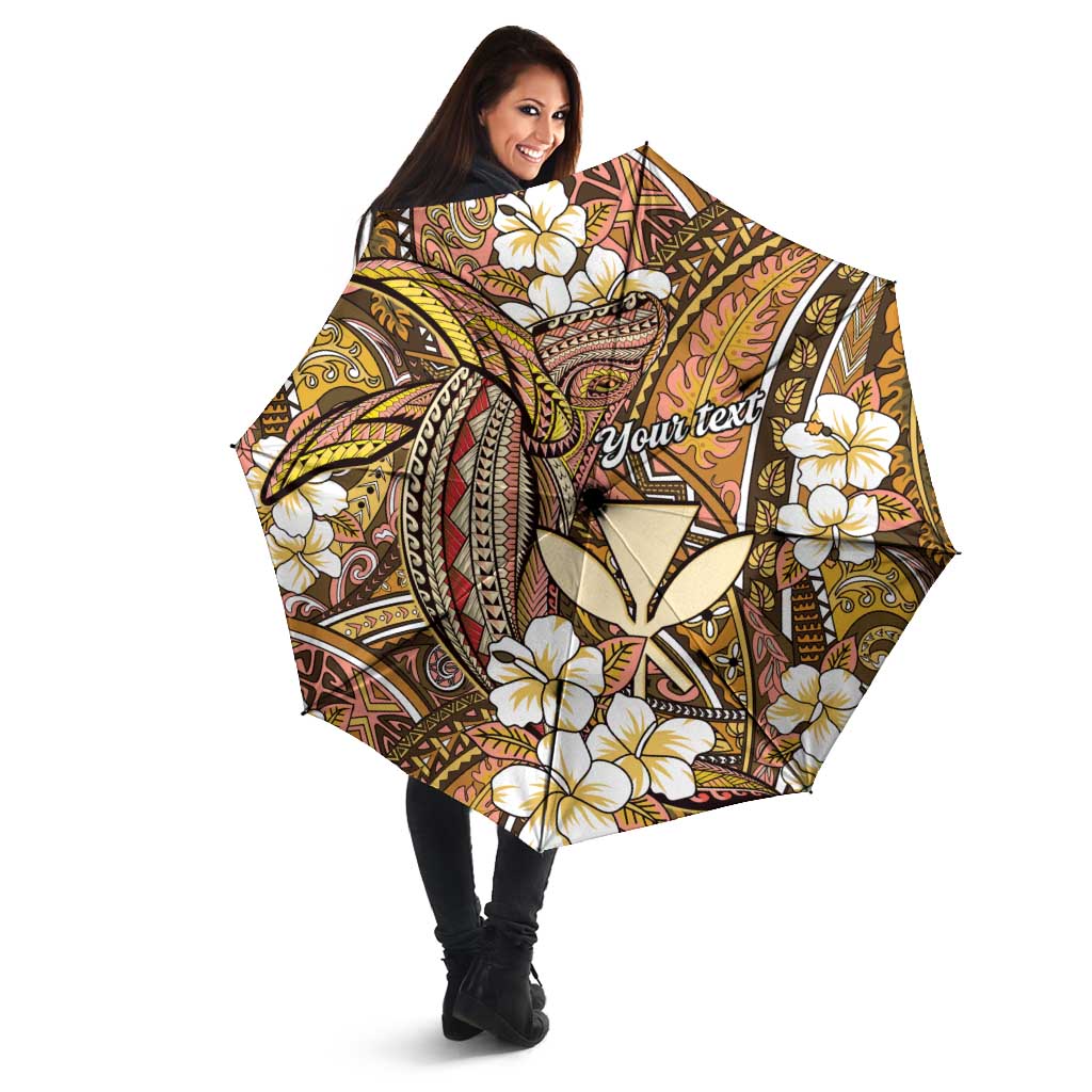 Personalised Hawaii Tribal Humpback Whale Umbrella Melemele Hibiscus Seamless Pattern