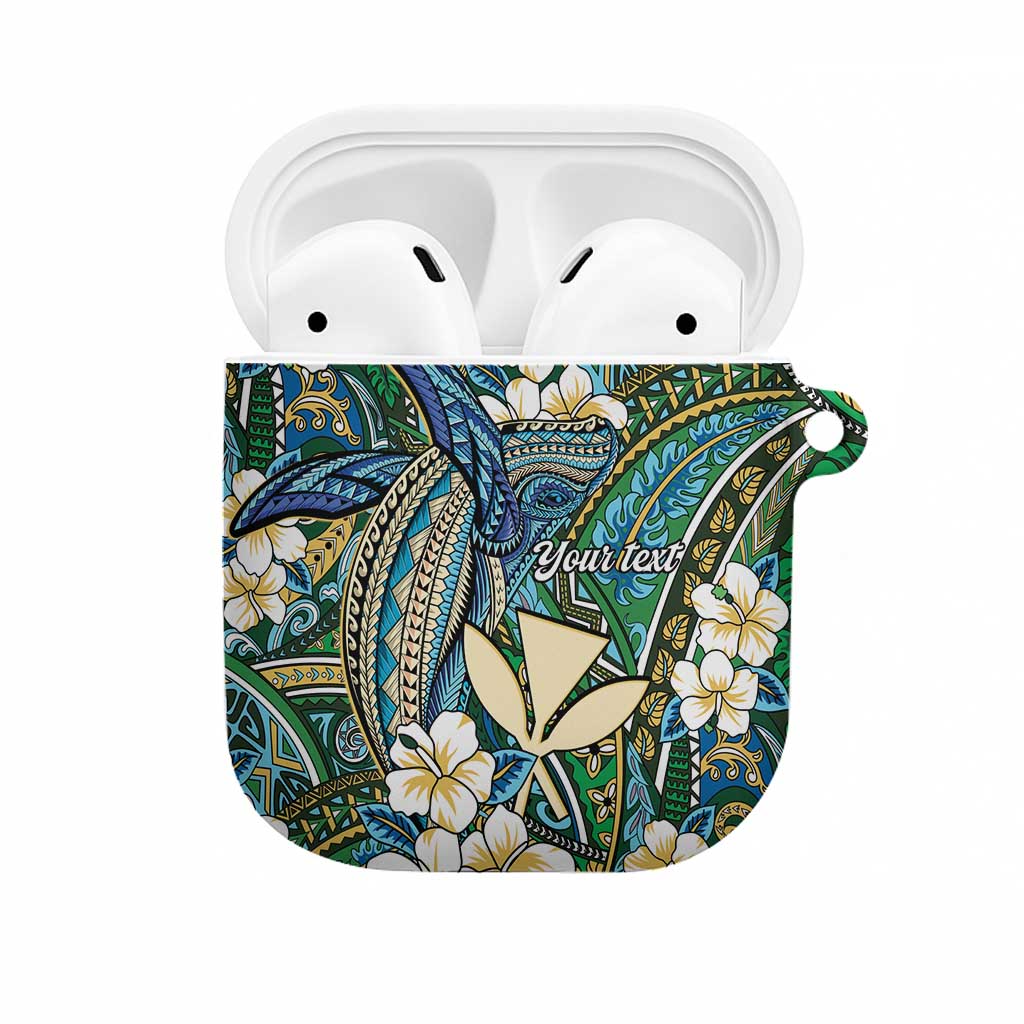 Personalised Hawaii Tribal Humpback Whale AirPods Case Omaomao Hibiscus Seamless Pattern