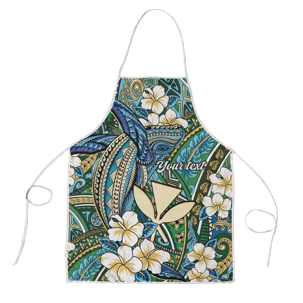 Personalised Hawaii Tribal Humpback Whale Apron Omaomao Hibiscus Seamless Pattern