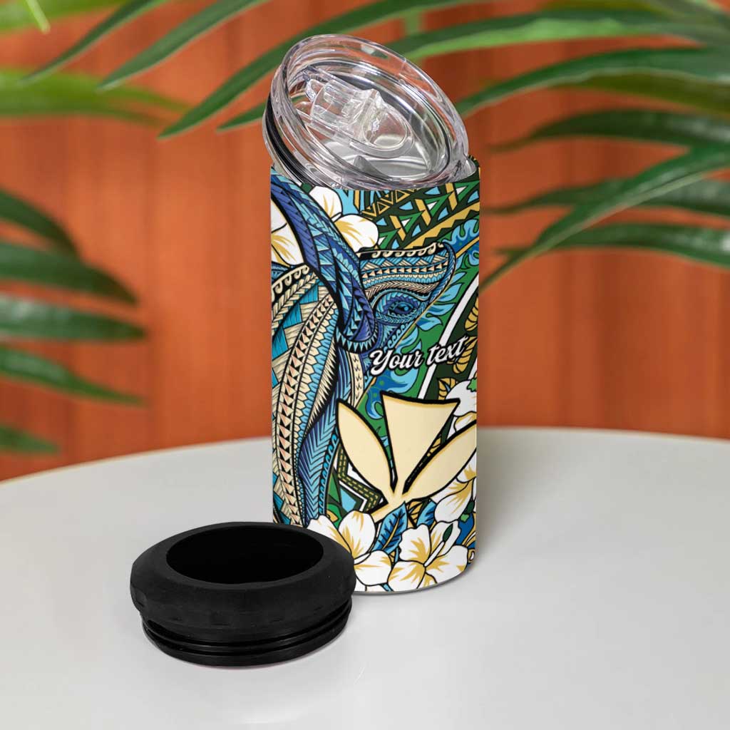 Personalised Hawaii Tribal Humpback Whale 4 in 1 Can Cooler Tumbler Omaomao Hibiscus Seamless Pattern